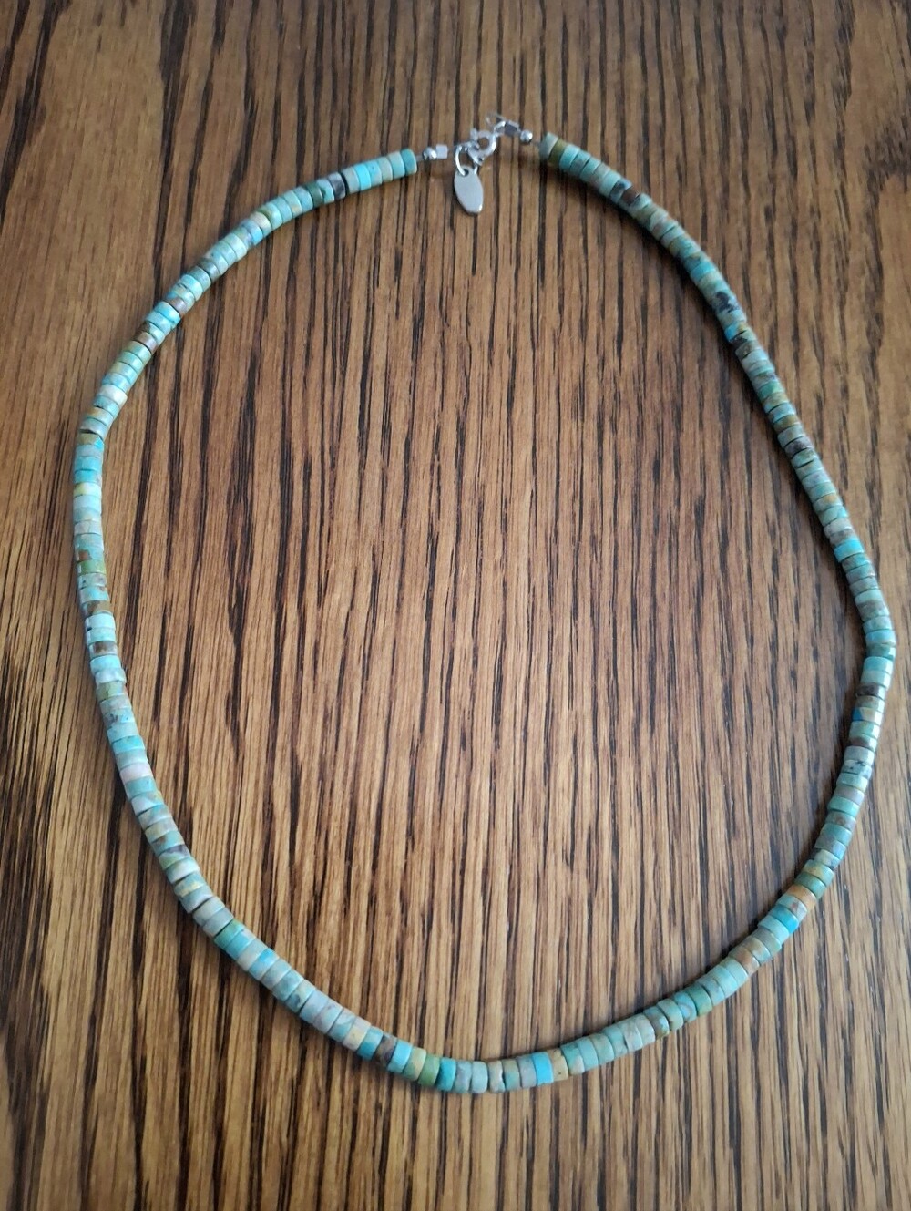 Heishi Nevada Green Turquoise On Sterling Silver 18" Necklace